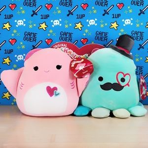 Squishmallow Saxa the Stingray and Eiko the Octopus 8" Valentine's Day Plush Set